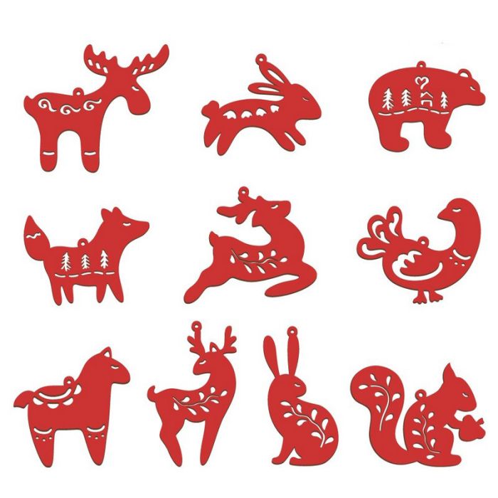 Набір ялинкових прикрас "Казкові звірятка етно" FDZ-532-4, 10 шт