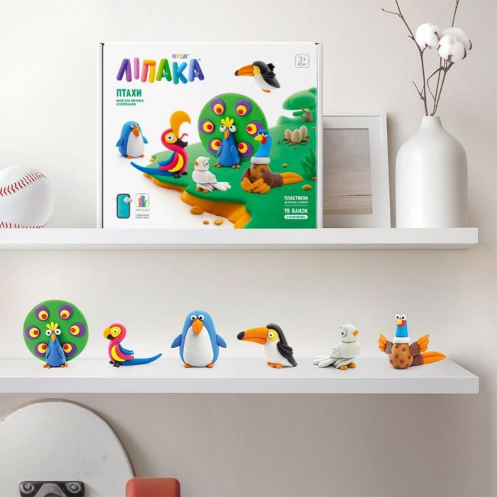 Меганабір пластиліну "Птахи" ЛІПАКА 15013-UA01 самостійно твердне