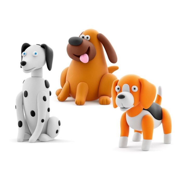 Набір пластиліну "Собаки-Друзі Далматинець Турбо, Лабрадор Ням-Ням, Бігль Вокі" ЛІПАКА 60058-UA01 самостійно твердіє