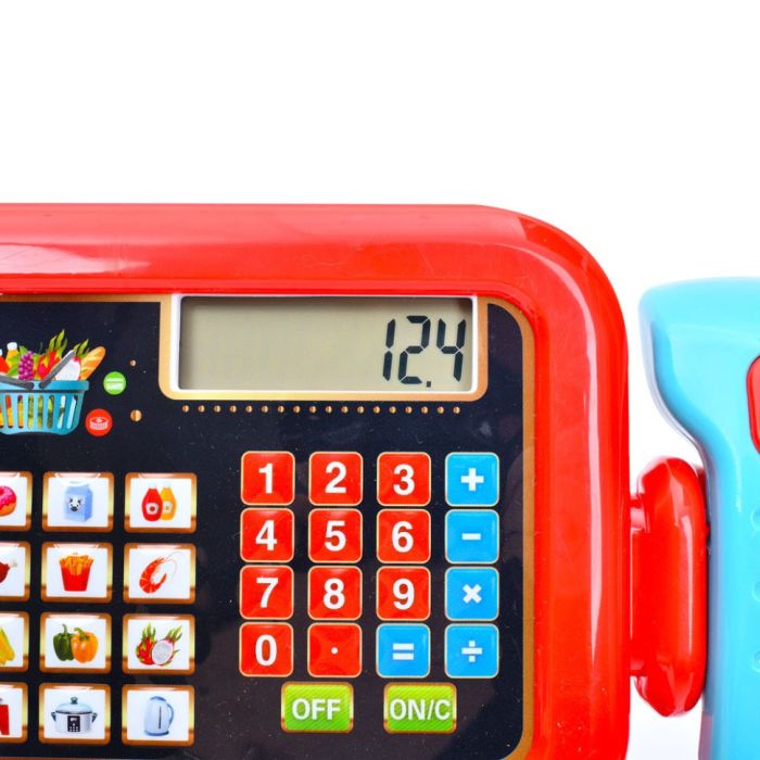Дитячий ігровий касовий апарат 6178F калькулятор, сканер, звук, світло, кошик