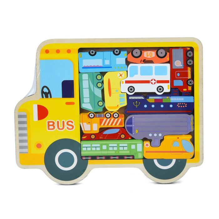 Дитячий дерев'яний пазл-вкладиш "Транспорт" MD 1500-1 