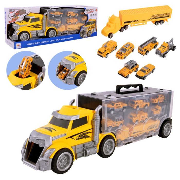 Дитячий трейлер з машинками LH638, 6 машинок