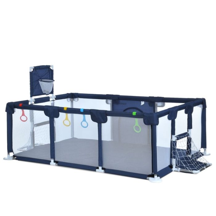 Дитяче ліжко-манеж MR 1338-BL, з баскетбольним кільцем