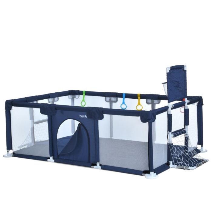 Дитяче ліжко-манеж MR 1338-BL, з баскетбольним кільцем