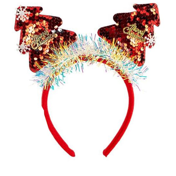 Дитячий новорічний обідок "Ялинка" 2503-SP(Red) з паєтками