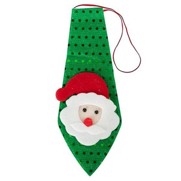 Новорічна краватка з фігуркою "Санта Клаус" HH-2(Green) на гумці