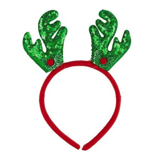 Новорічний обідок "Оленячі ріжки" 2511(Green) 16,5х14,5 см