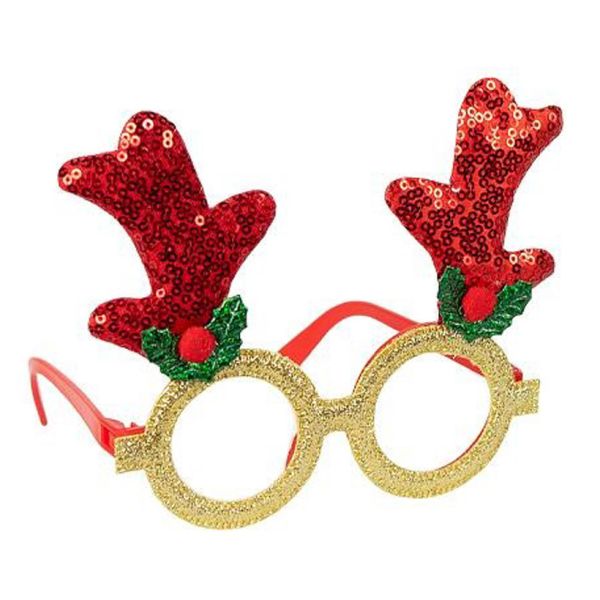 Окуляри новорічні "Оленячі ріжкит" 2519-SP(Red) розмір 13 см