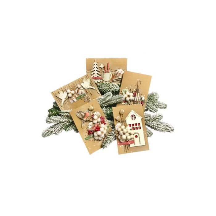 Набір для створення Різдвяних листівок "Cozy Christmas" FDGCK-040, 10х15 см, 5 шт
