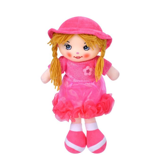 Дитяча іграшкова лялька YG0009(Pink-Yellow) 33 см, м'яка набивна, петелька  