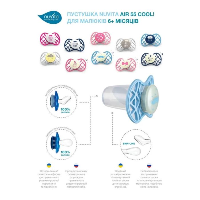 Пустушка ортодонтична "Be happy" Nuvita NV7084PG 7084 Air55 Cool