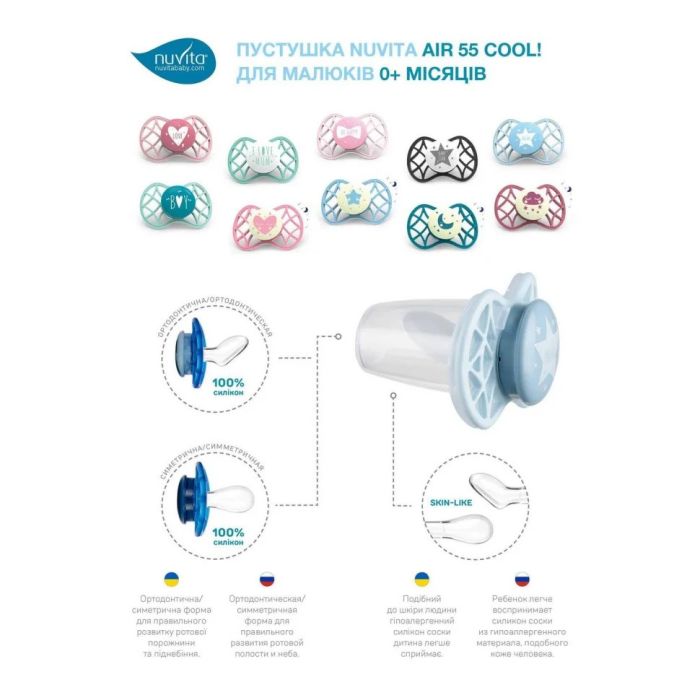 Пустушка ортодонтична "Хмара" Nuvita NV7064GSA 7064 Air55 Cool