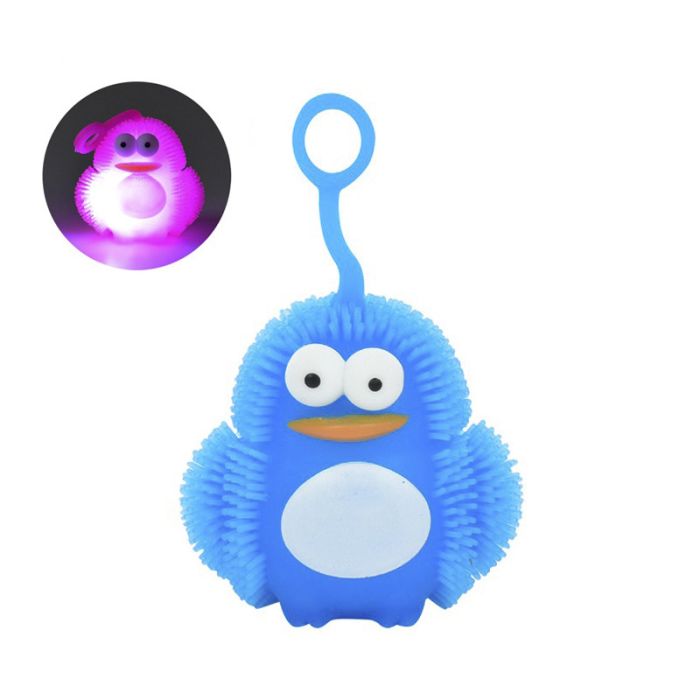 Іграшка-антистрес їжачок "Пінгвін" MS 3575(Blue) блимає, 7 см