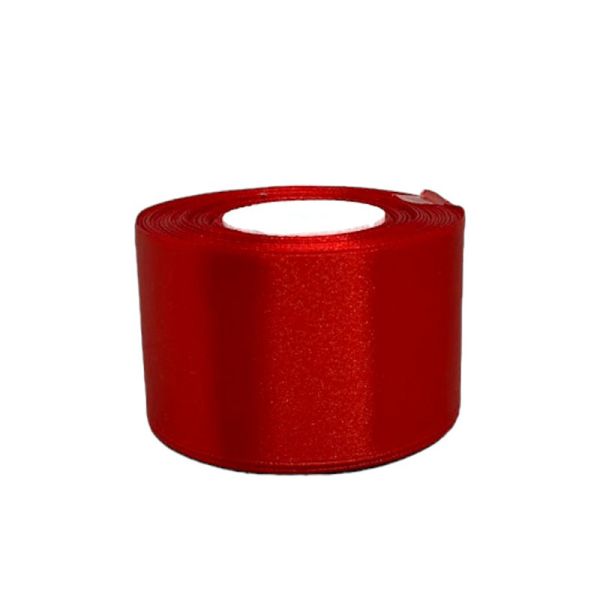 Атласна стрічка для рукоділля АБ-510, 5 см x 23 м, Червоний