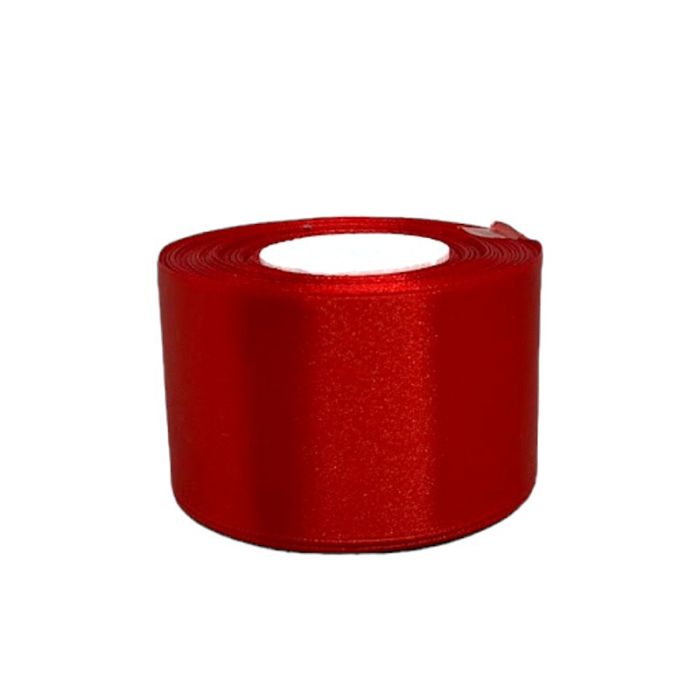 Атласна стрічка для рукоділля АБ-510, 5 см x 23 м, Червоний