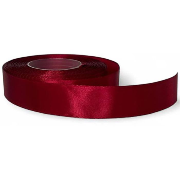 Атласна стрічка для рукоділля АБ-124, 0.6 см x 23 м, Бордовий 