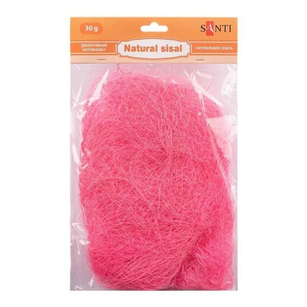 Декоративний наповнювач Сизаль 742785 натуральний, 30 грам, рожевий