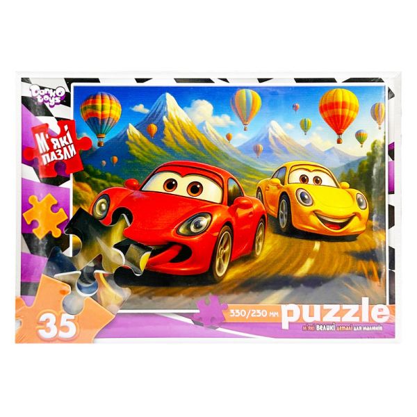 Дитячі м'які пазли "Перегони з тачками" S35-11-04, 35 елементів