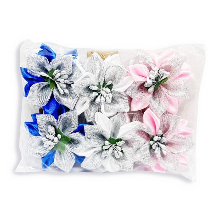 Набір резинок для волосся 0108-344, 6 штук, з бантом-квіткою