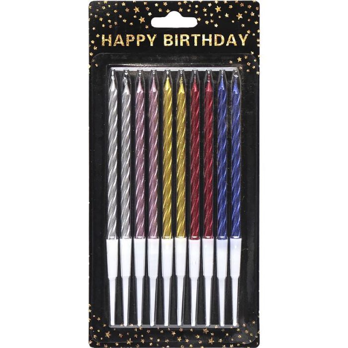 Набір свічок для торта "Спіраль" TL-1046, 10 штук, металік