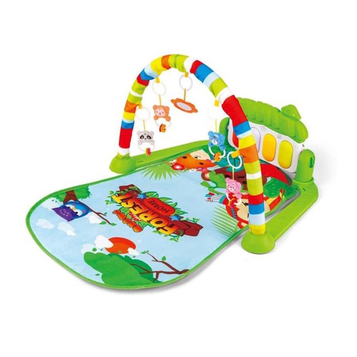 Дитячий розвиваючий килимок 973, 72х47 см, дуга, підвіски 5 штук, брязкальце