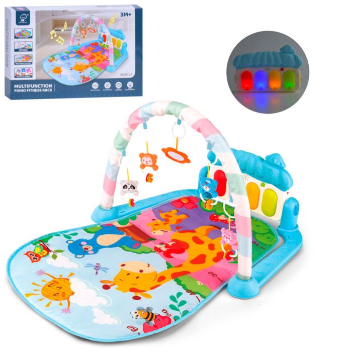 Дитячий розвиваючий килимок 972, 72х47 см, дуга, підвіски 5 штук, брязкальце