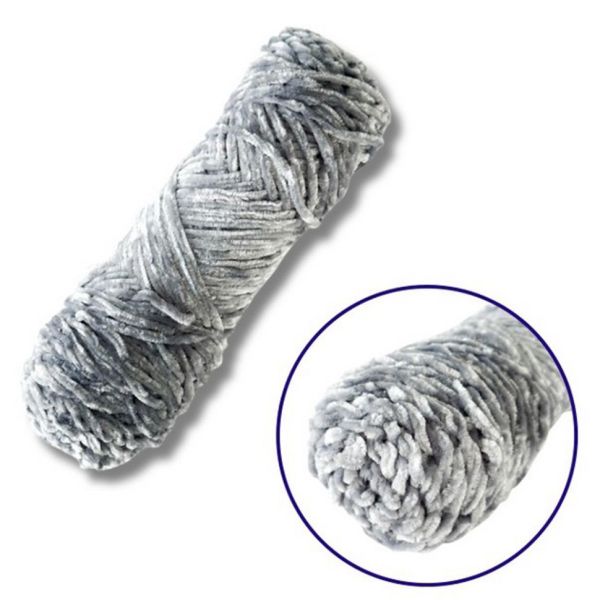 Пряжа плюшева синель PP114, 100 грам, 100% поліестер, світло-сірий