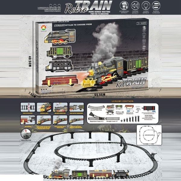 Залізниця 699-96 A (10) акумулятор 3.7 V, локомотив, 3 вагони, звуки, підсвічування, парогенератор, в коробці