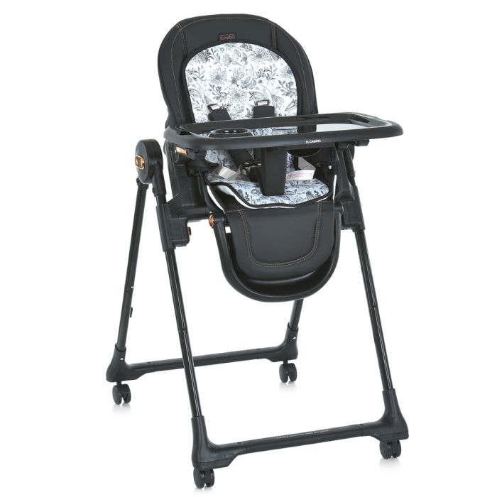 Стільчик для годування El Camino CRYSTAL (ME 1037-B Black Gold) зі шкіряним сидінням