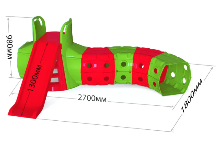 Дитяча Гірка з тунелем DOLONI-TOYS 01470 /, 3 різних кольори  Червоно-зелена