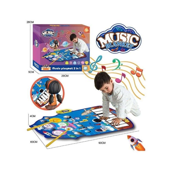 Дитячий Музичний килимок 2в1 (YYD-05) піаніно, барабани, музика, музичні інструменти, запис та відтворення