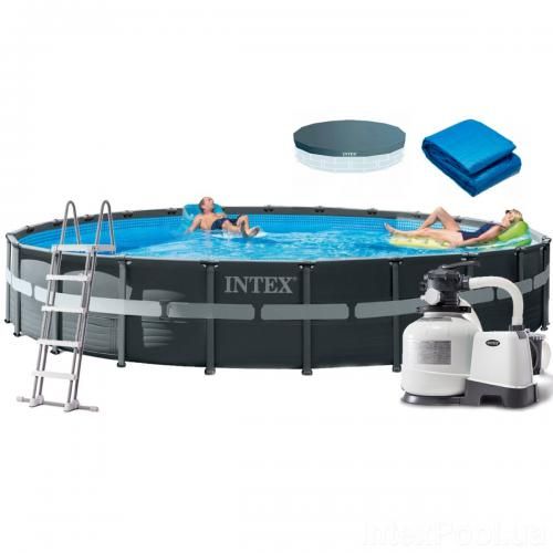 Басейн каркасний INTEX 732-132, 47241л, фільтр-насос, драбина, підстилка, тент (26340)