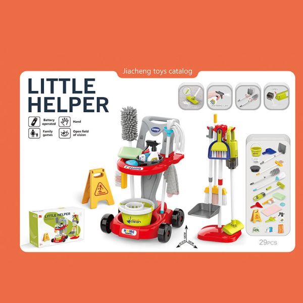 Дитячий Набір для прибирання (667-67) пилосос на батарейках, візок, відро з віджимом, швабра,мітли,знаки попередження,аксесуари