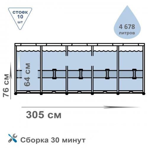BW Басейн каркасний 56408 фільтр, насос, ремкомплект