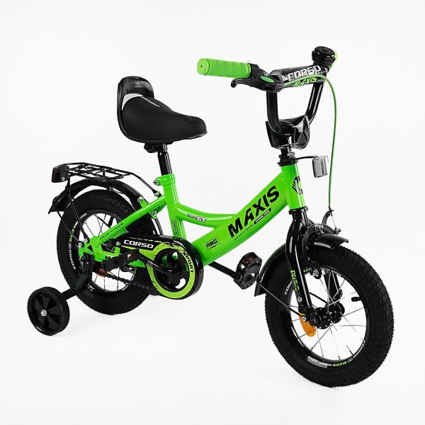 Велосипед 12" дюймів 2-х колісний "CORSO" MAXIS CL-12455 (1) ручне гальмо, дзвіночок, сидіння з ручкою, додаткові колеса, ЗІБРАНИЙ НА 75% у коробці