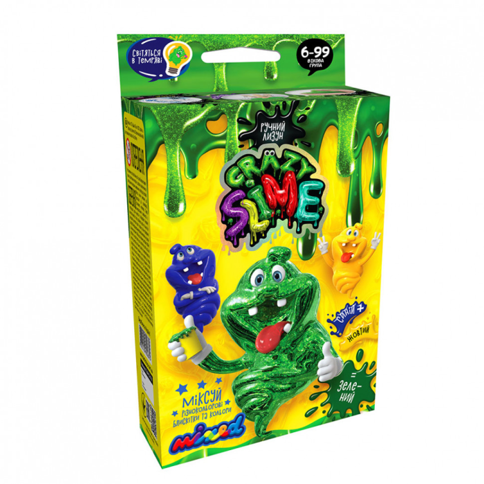 Дитячий набір для створення лизуна "Crazy Slime" SLM-02, 4 види  Зелений
