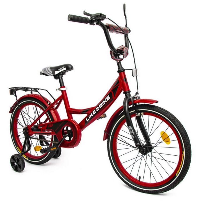 Велосипед дитячий 2-х колісний 18" 211801 (RL7T) Like2bike Sky, бордовий, рама сталь, з дзвінком