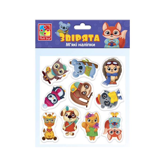 Набір м'яких наклейок "Звірята" Vladi Toys VT4210-10 (укр)
