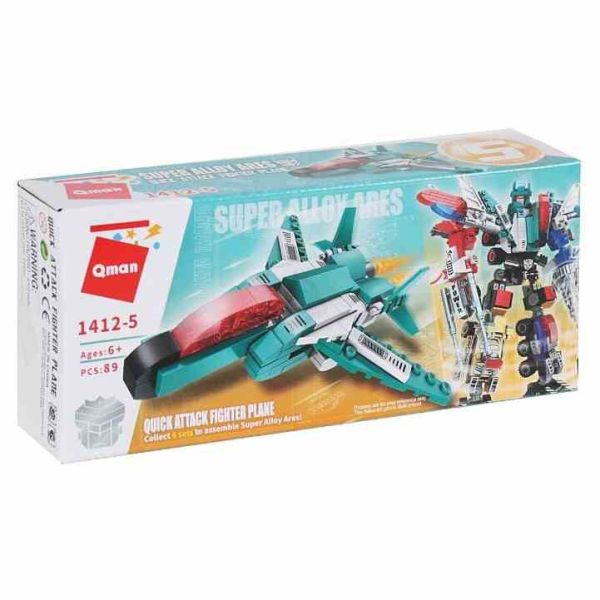 Дитячий Конструктор Qman 1412-1-6 транспорт, 79 дет  Fighter Plane
