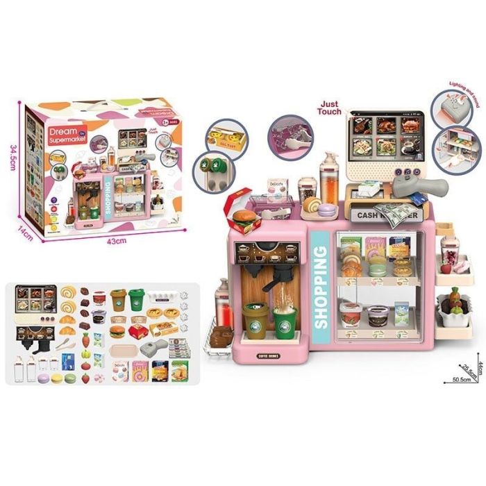 Дитячий Супермаркет (1101-2) звук, музика, озвучення англ. мовою, підсвічування, каса, сканер, кавомашина, шафа, імітація грошей, аксесуари