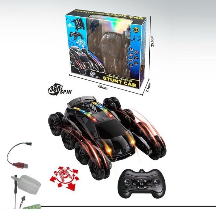 Машина на радіокеруванні H 12 (24) підсвічування, музика, роликові колеса, парогенерація, перевертиш, акум. 3.7V, пульт 2.4G, USB-кабель, обертається