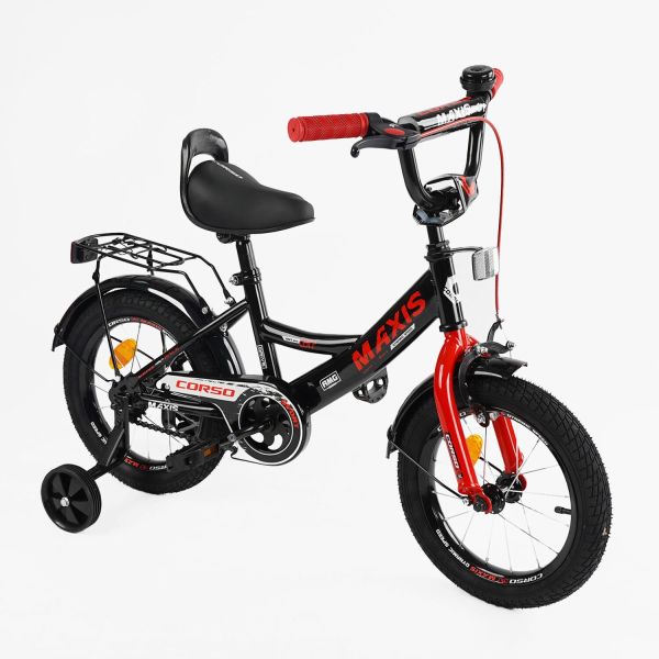 Велосипед 14" дюймів 2-х колісний "CORSO" MAXIS CL-14602 (1) ручне гальмо, дзвіночок, сидіння з ручкою, додаткові колеса, ЗІБРАНИЙ НА 75%, в коробці