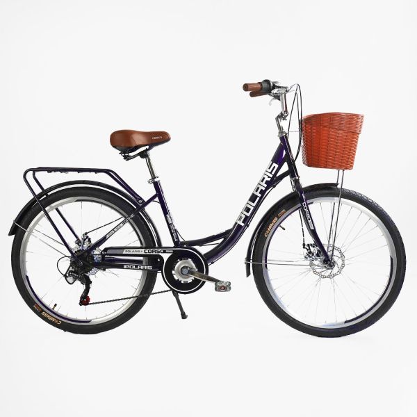 Велосипед міський Corso «Polaris» 26 дюймів (PS-36620) + КОШИК