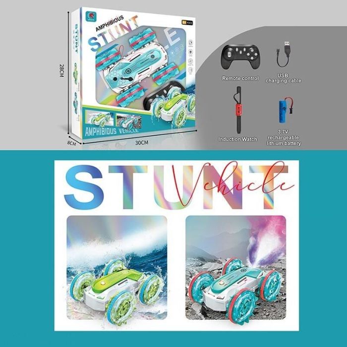 Машина на радіокеруванні 1840-4 (24) 2 види, амфібія, парогенератор, підсвічування, пульт, браслет, акумулятор 3.7 V, викрутка, в коробці