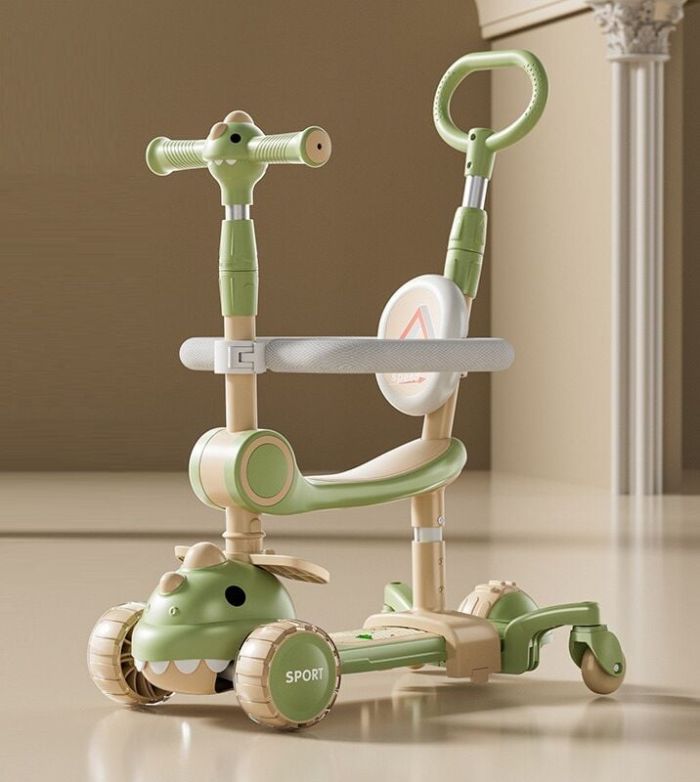 Дитячий триколісний Самокат 5 в 1 "Skyper" (TF-12008/1) колеса PU 120х28мм зі світлом, музика та підсвічування платформи, доп. колеса, захисний бампер