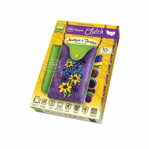 Комплект для творчості "My Phone Clutch" MPCL-01-01…05 чохли з вишивкою стрічками Польові квіти