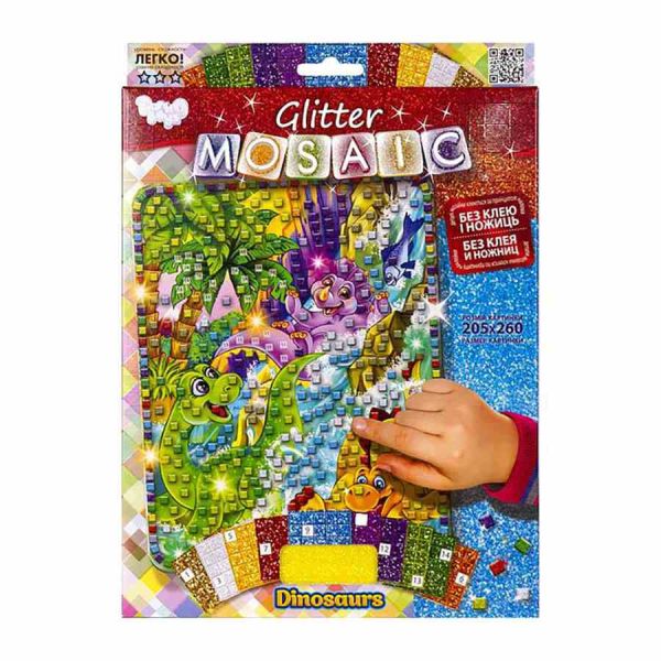 Креативна творчість "Glitter Mosaic Динозаври" БМ-03-09 блискуча мозаїка
