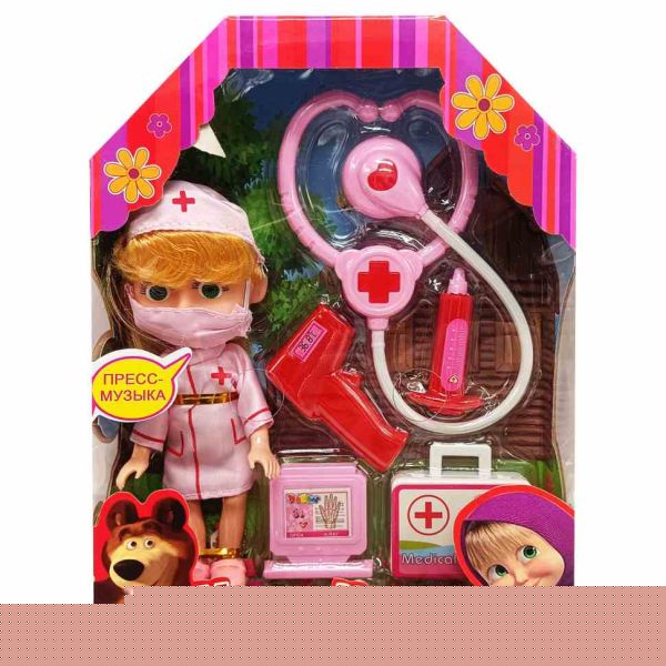 Лялька за мотивами мультфільму "Маша і Ведмідь" MS-102(Blue) Рожевий