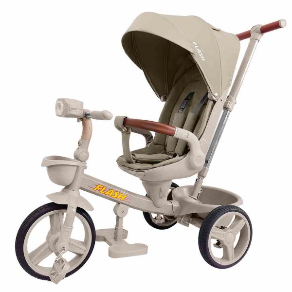 Дитячий Велосипед триколісний TILLY FLASH (T-3812 LIGHT BEIGE) складний руль