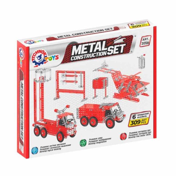 Дитячий Конструктор металевий "Пожежна техніка" ТехноК 2056TXK, 309 деталей